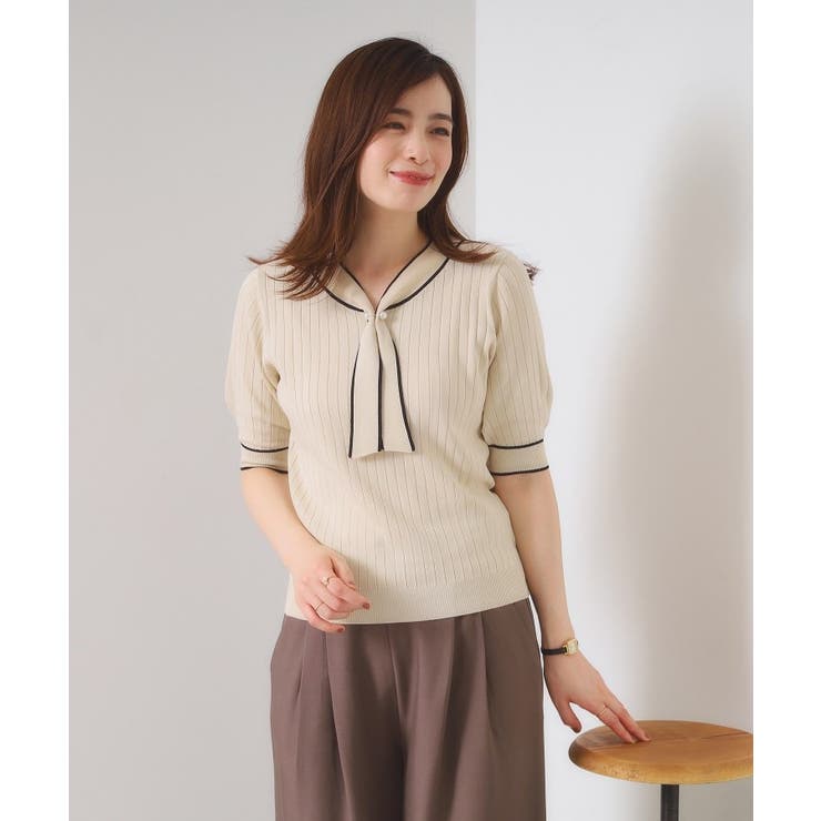 【手洗い可】配色ボウタイニット | ITS'DEMO | 詳細画像4 