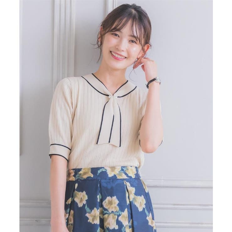 【手洗い可】配色ボウタイニット | ITS'DEMO | 詳細画像1 