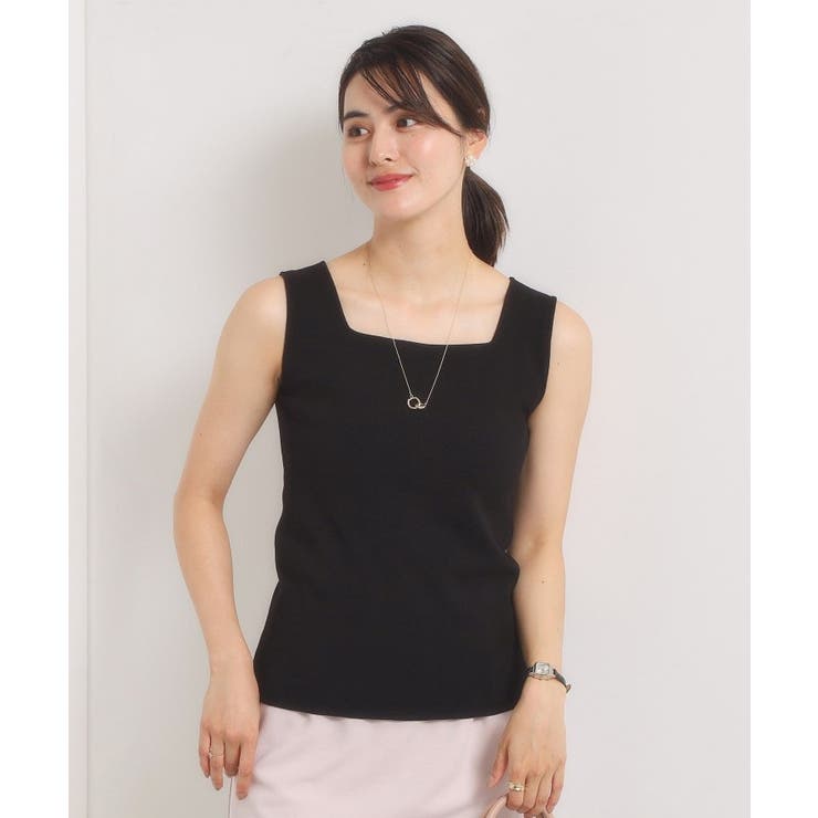 ブラック(019) | 【手洗い可】ニットスクエアタンク | ITS'DEMO