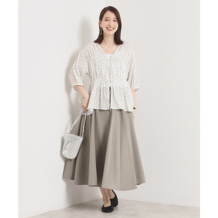 【手洗い可】花柄シャーリング前開きブラウス | ITS'DEMO | 詳細画像6 