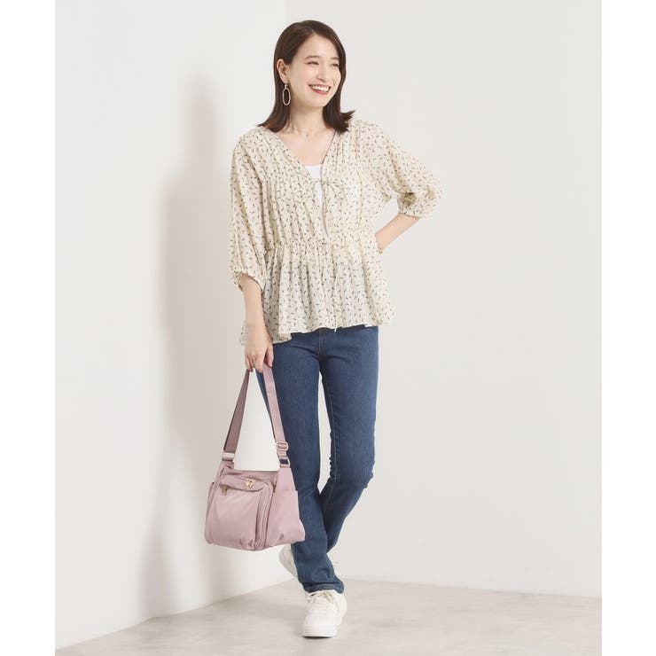 【手洗い可】花柄シャーリング前開きブラウス | ITS'DEMO | 詳細画像10 