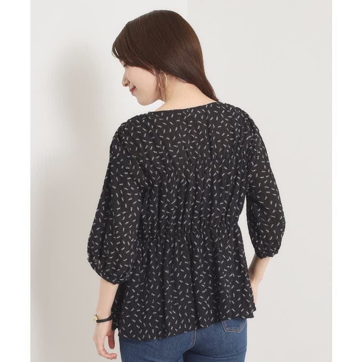 【手洗い可】花柄シャーリング前開きブラウス | ITS'DEMO | 詳細画像18 