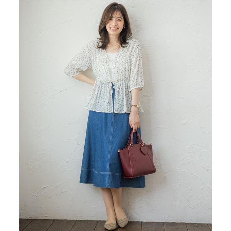 【手洗い可】花柄シャーリング前開きブラウス | ITS'DEMO | 詳細画像2 