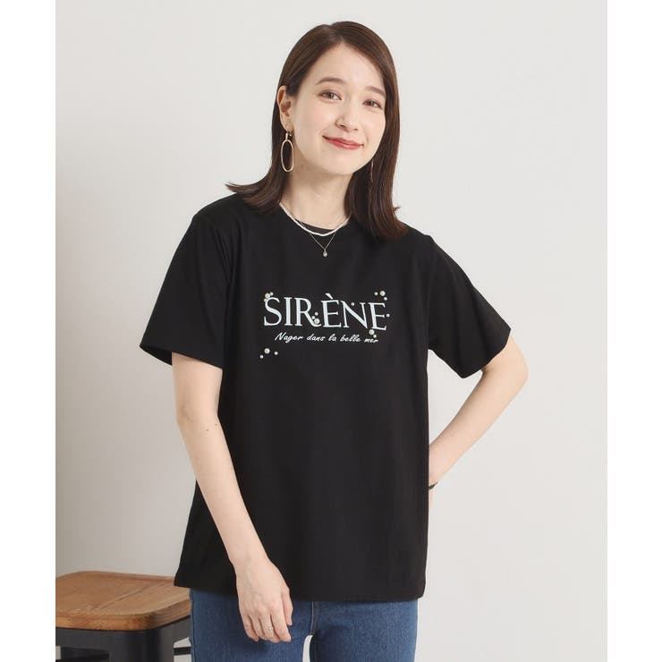 ブラック(019) | 【手洗い可】パール調ロゴTシャツ | ITS'DEMO