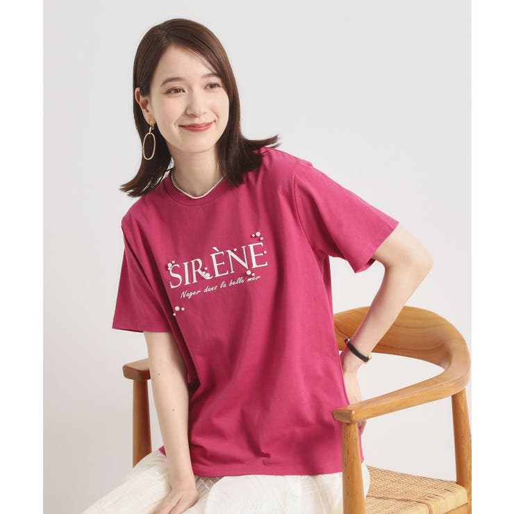 ピンク(073) | 【手洗い可】パール調ロゴTシャツ | ITS'DEMO