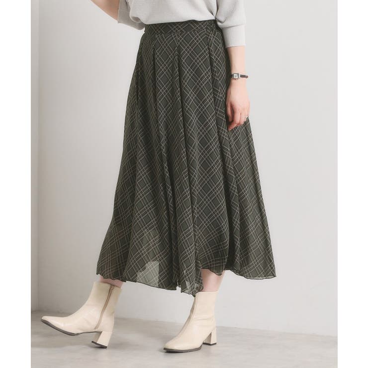 【手洗い可／ウエストゴム】シアーチェックフレアスカート | ITS'DEMO | 詳細画像9 