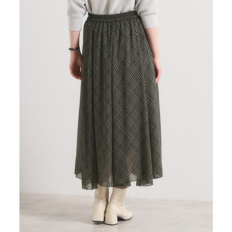 【手洗い可／ウエストゴム】シアーチェックフレアスカート | ITS'DEMO | 詳細画像15 