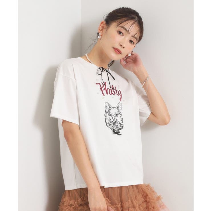 オフホワイト(003) | キャットプリントTシャツ | ITS'DEMO