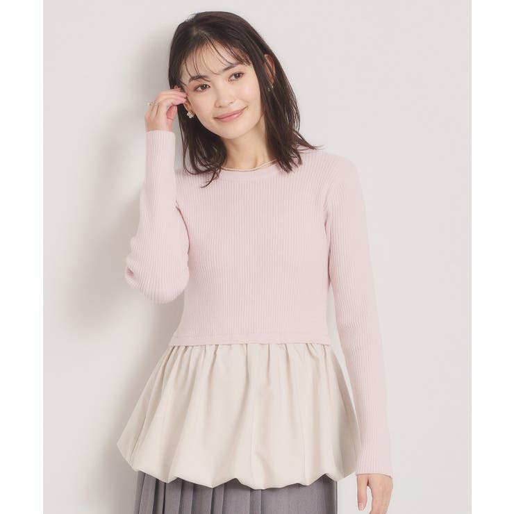 ライトピンク(070) | 【手洗い可】裾バルーンドッキングニット | ITS'DEMO
