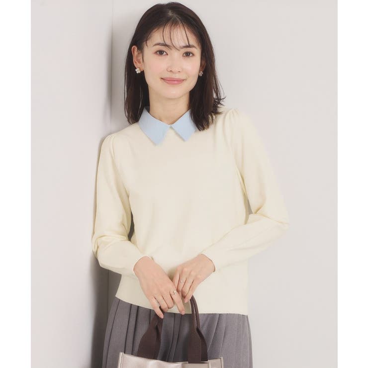 オフホワイト(003) | 【手洗い可】シャツ襟付きニット | ITS'DEMO