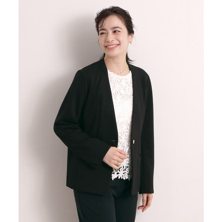 ブラック(019) | 【入卒／洗濯機OK／セットアップ可】ダンボールノーカラージャケット | ITS'DEMO