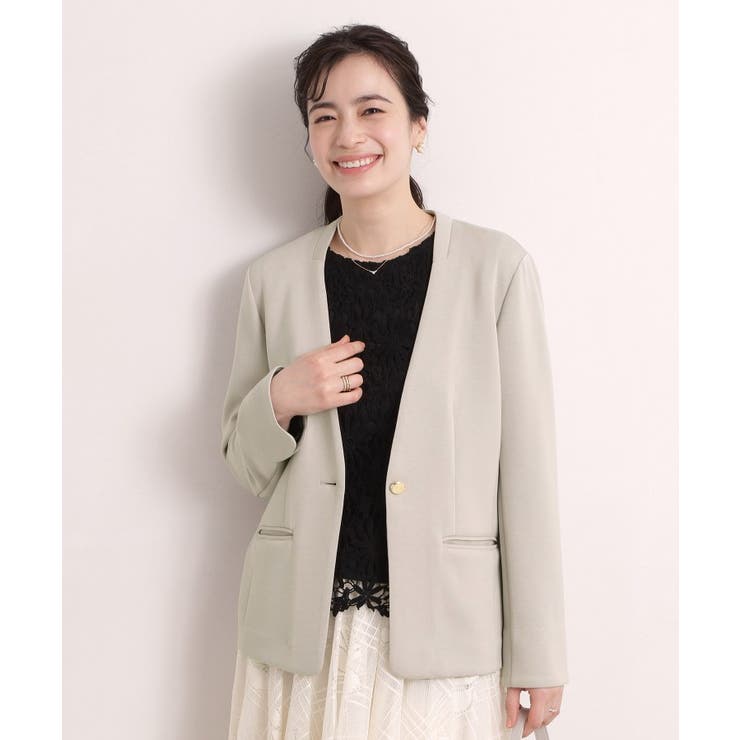 グレージュ(050) | 【入卒／洗濯機OK／セットアップ可】ダンボールノーカラージャケット | ITS'DEMO