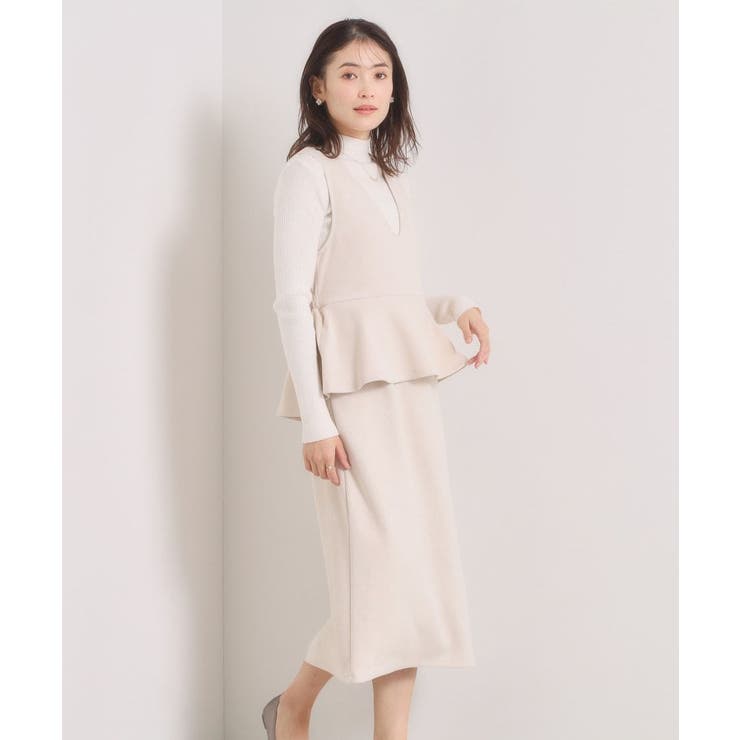 アイボリー(004) | 【手洗い可／ウエストゴム】カットスエードジャンスカ | ITS'DEMO