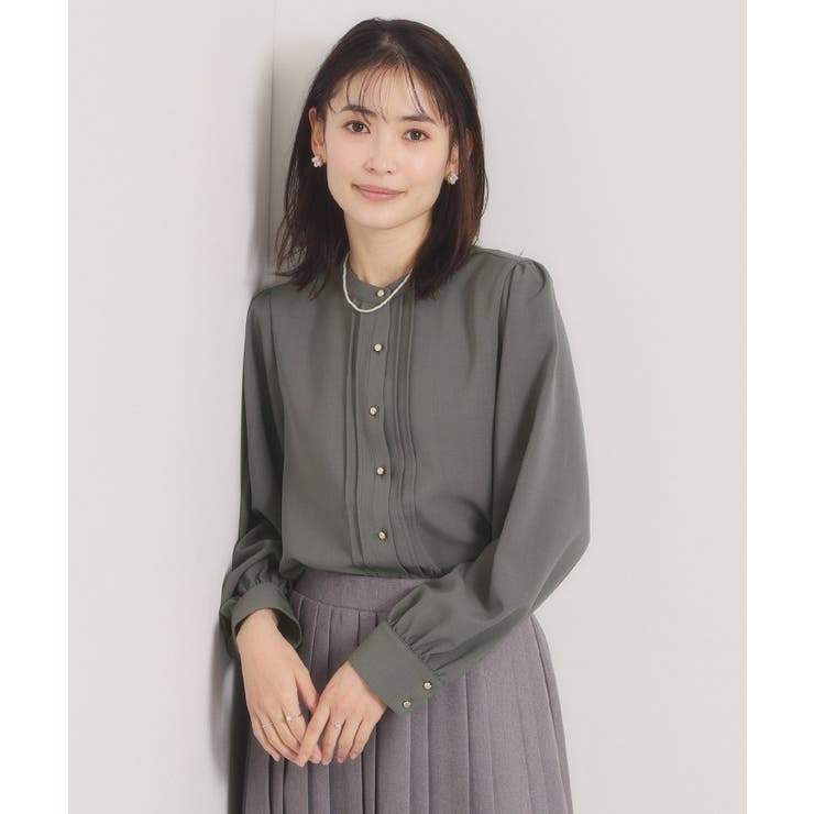 チャコールグレー(014) | 【入卒／手洗い可】フロントピンタックブラウス | ITS'DEMO