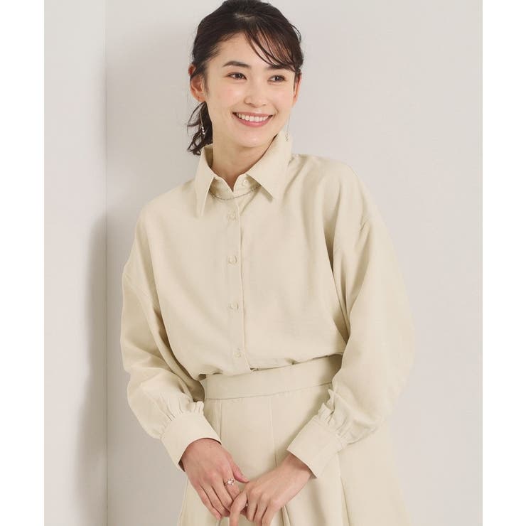 アイボリー(004) | 【手洗い可／セットアップ可】サテンピーチシャツ | ITS'DEMO