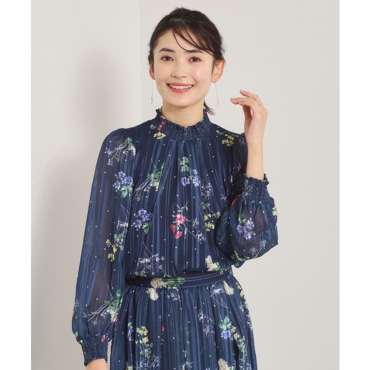 【手洗い可／セットアップ可】ラメストライプ花柄ブラウス | ITS'DEMO | 詳細画像14 