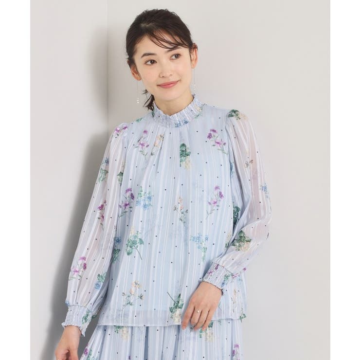 【手洗い可／セットアップ可】ラメストライプ花柄ブラウス | ITS'DEMO | 詳細画像18 