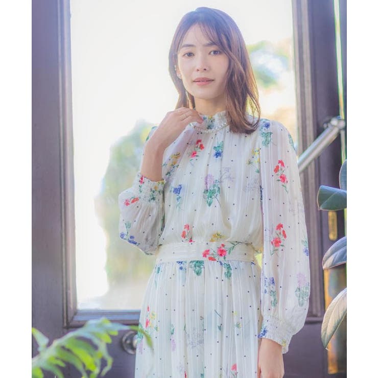 【手洗い可／セットアップ可】ラメストライプ花柄ブラウス | ITS'DEMO | 詳細画像1 