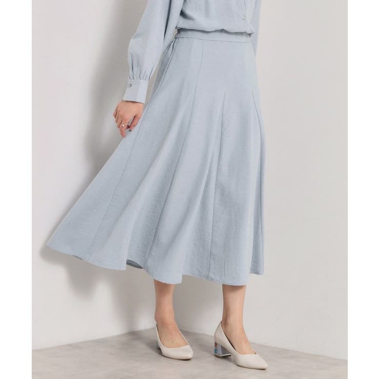 サックスブルー(090) | 【手洗い可／セットアップ可】サテンピーチスカート | ITS'DEMO