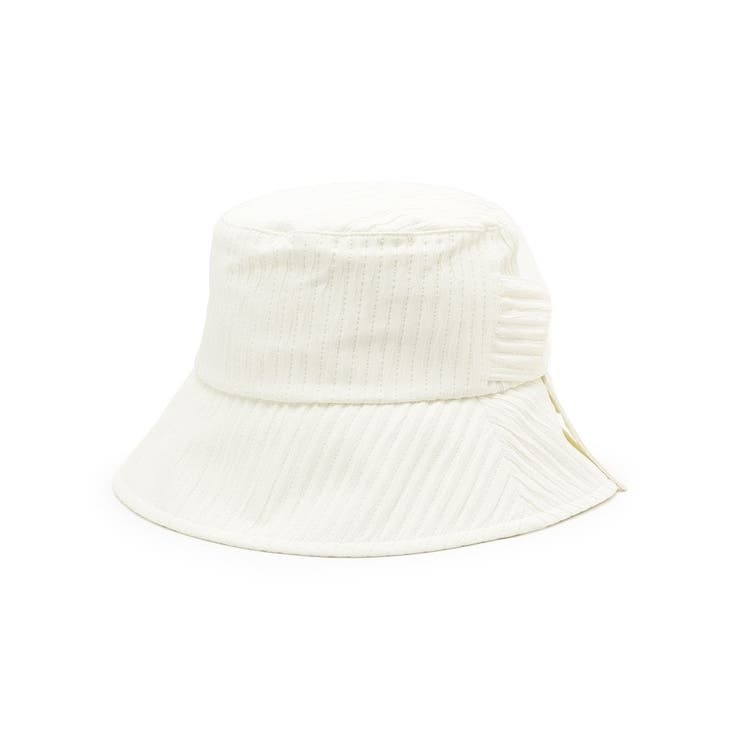 ホワイト(001) | 【UV対策】クレープストライプハット | ITS'DEMO