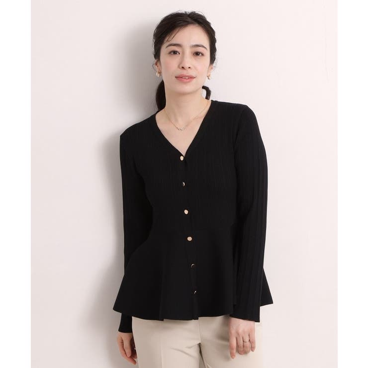 ブラック(019) | 前開きペプラムニット | ITS'DEMO