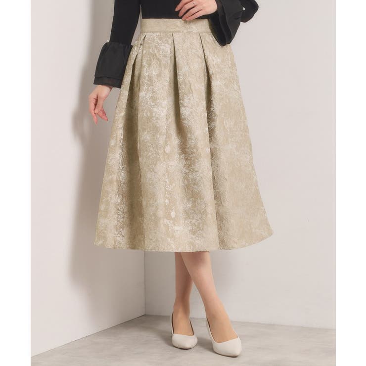 ベージュ(052) | 【入卒／手洗い可】ジャカードタックスカート | ITS'DEMO