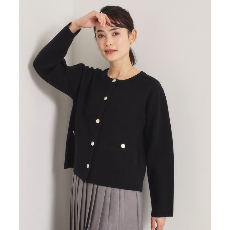 ブラック(019) | 【花粉防止／手洗い可】ニットジャケット | ITS'DEMO