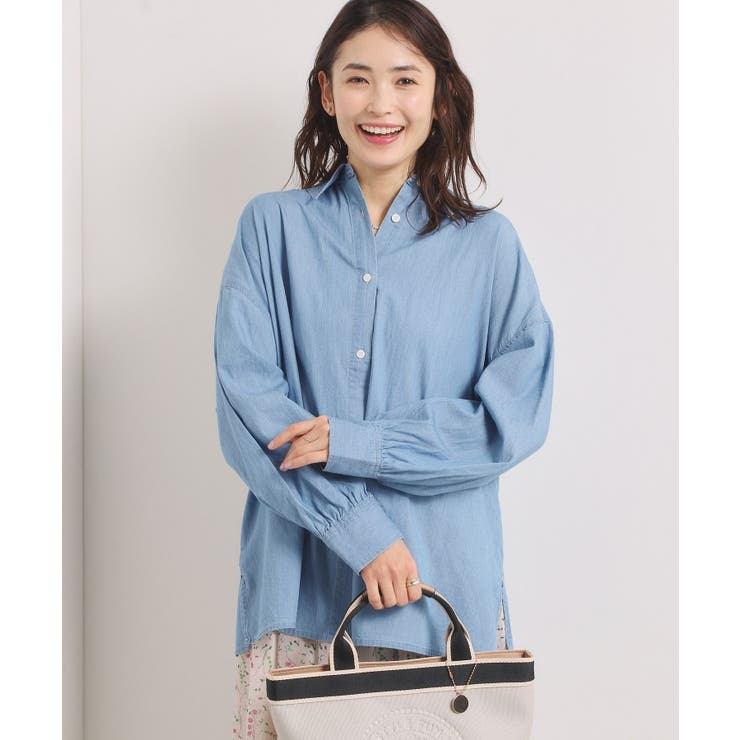 ブルー(092) | 【洗濯機OK】シアーデニムシャツ | ITS'DEMO