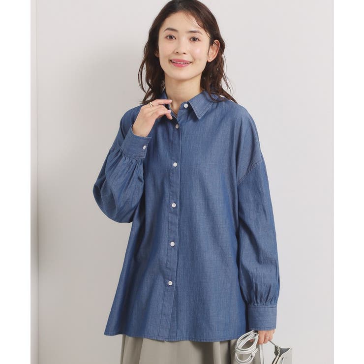 ネイビー(094) | 【洗濯機OK】シアーデニムシャツ | ITS'DEMO