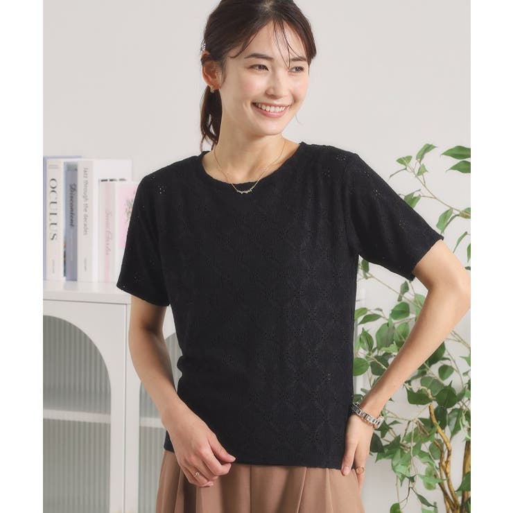 ブラック(019) | レースジャカードTシャツ | ITS'DEMO