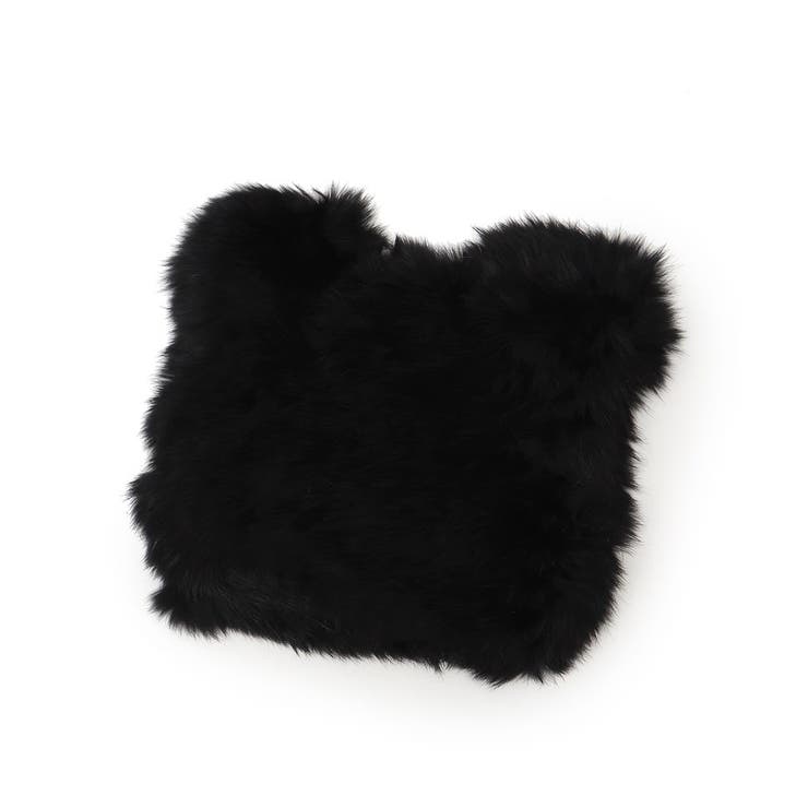 ブラック(019) | ロングファーくまみみニット帽 | ESPERANZA