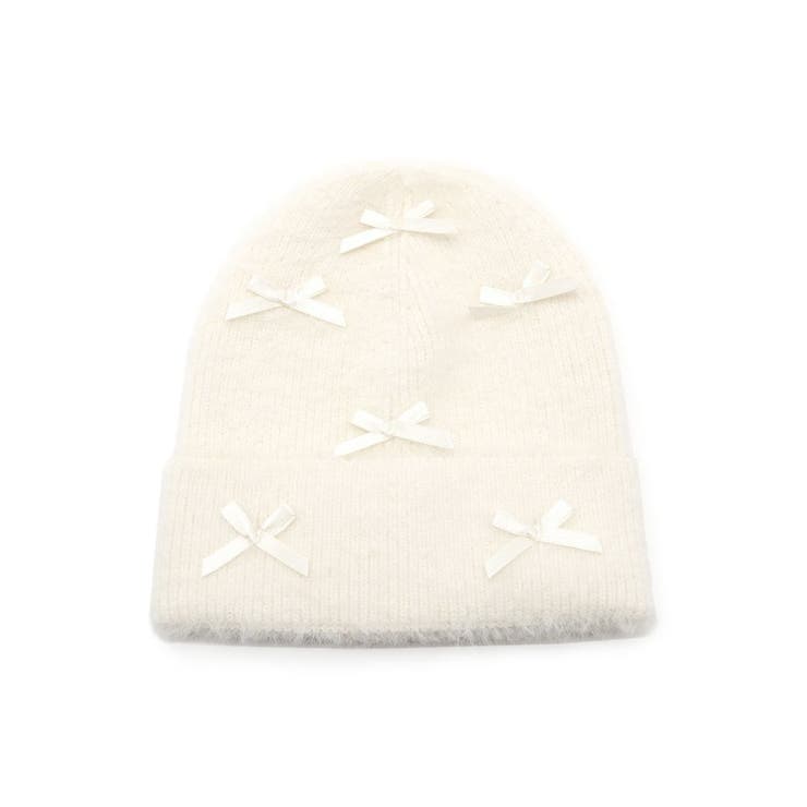 アイボリー(004) | リボン付きニット帽 | ESPERANZA
