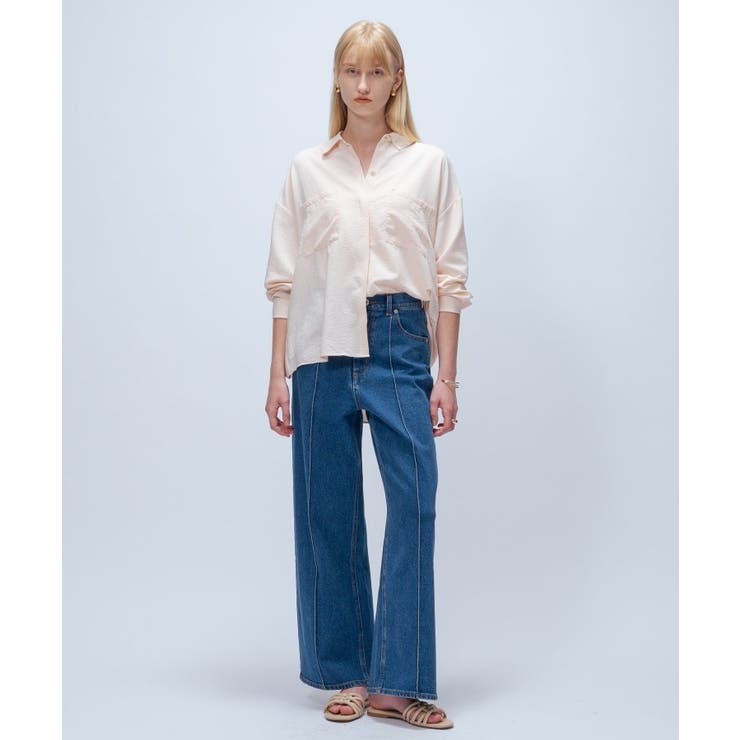 【マシンウォッシュ】ストレッチデニムワイドパンツ | cloenc | 詳細画像2 