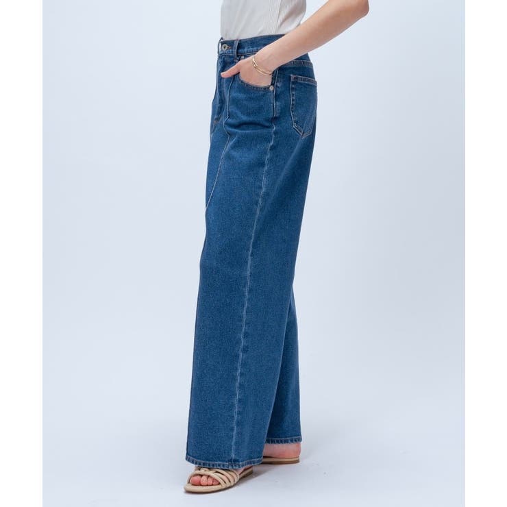 【マシンウォッシュ】ストレッチデニムワイドパンツ | cloenc | 詳細画像4 