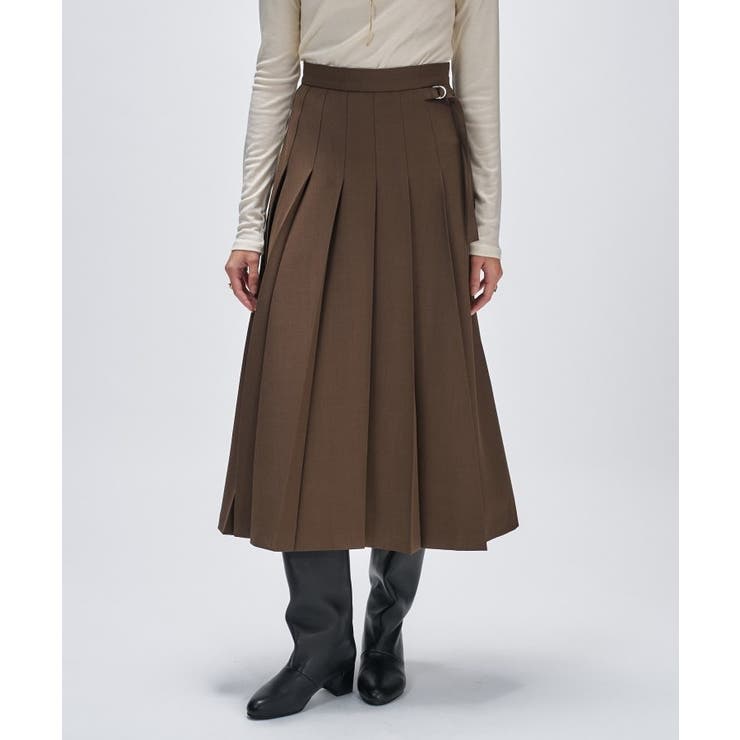 ブラウン(043) | 【手洗い可】フロントプリーツスカート | cloenc
