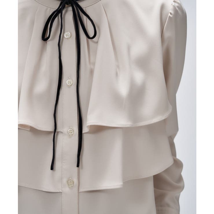 【手洗い可】ベロアリボンフリルブラウス | cloenc | 詳細画像7 