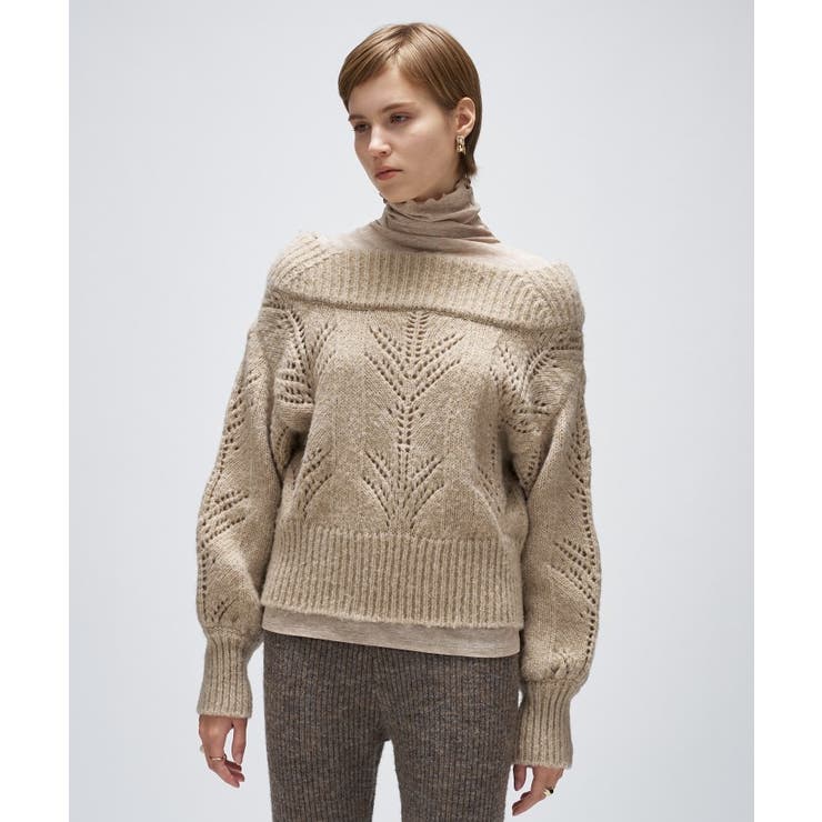 ベージュ(052) | アイレットオフショルニットプルオーバー | cloenc