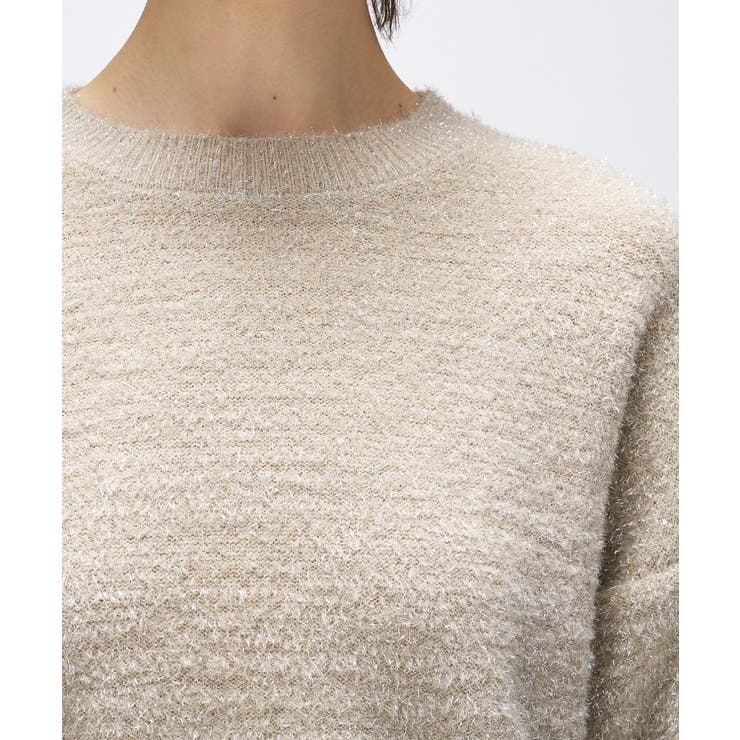 【手洗い可】ラメフェザークルーネックニット | cloenc | 詳細画像5 