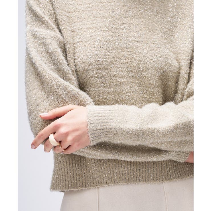 【手洗い可】ラメフェザークルーネックニット | cloenc | 詳細画像6 