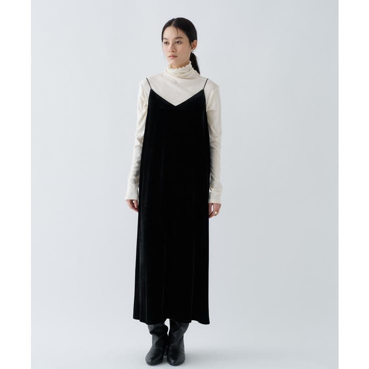 ブラック(019) | 【手洗い可】ベロアキャミワンピース | cloenc