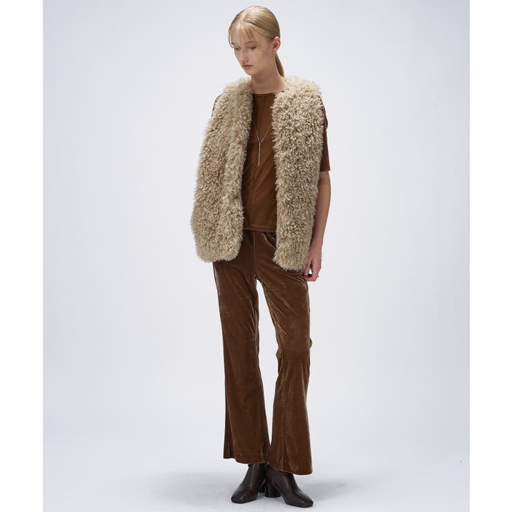 【手洗い可】ベロアセミフレアパンツ | cloenc | 詳細画像1 