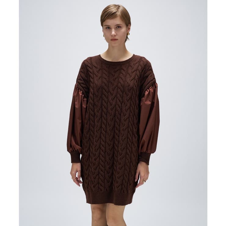 ケーブルニット切り替えワンピース | cloenc | 詳細画像7 