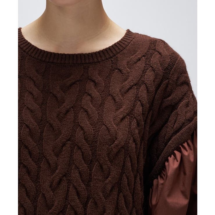 ケーブルニット切り替えワンピース | cloenc | 詳細画像10 