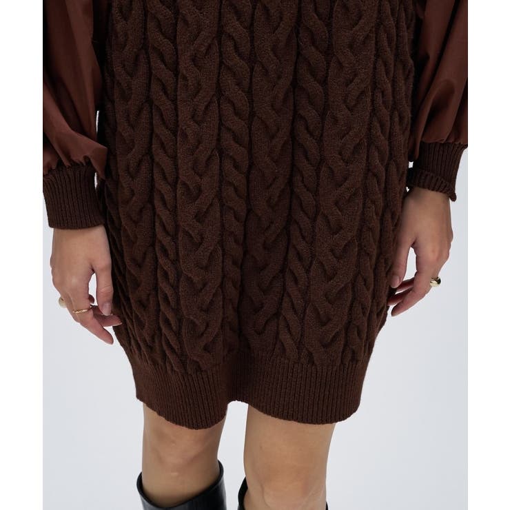 ケーブルニット切り替えワンピース | cloenc | 詳細画像13 