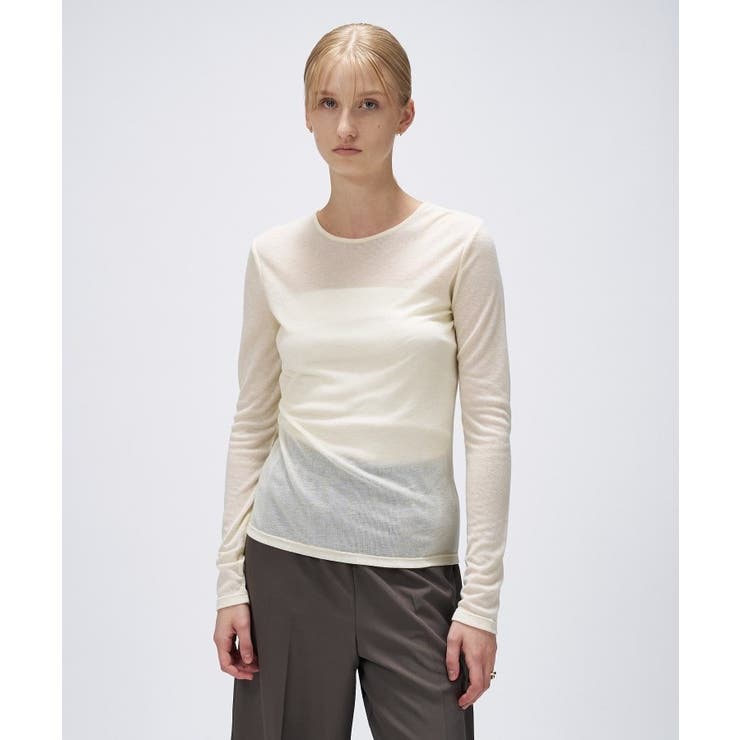 オフホワイト(003) | 【手洗い可】シアークルーネックプルオーバー | cloenc