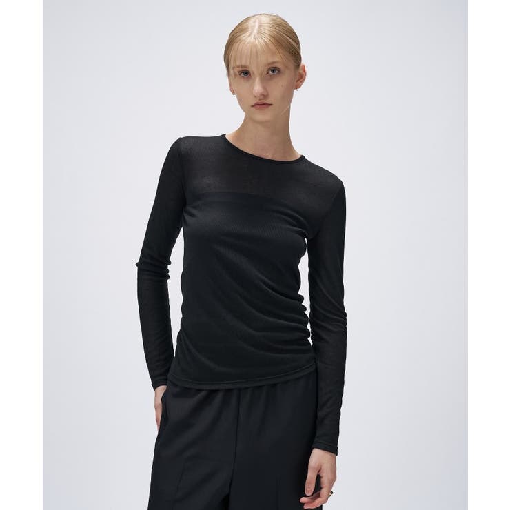 ブラック(019) | 【手洗い可】シアークルーネックプルオーバー | cloenc