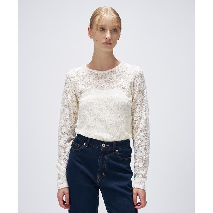 オフホワイト(003) | 【マシンウォッシュ】フラワーレースプルオーバー | cloenc