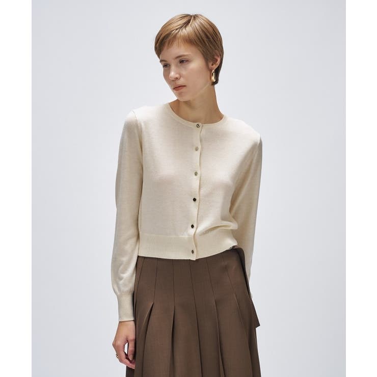 オフホワイト(903) | 【手洗い可】シルクカシミヤ混クルーネックカーディガン | cloenc