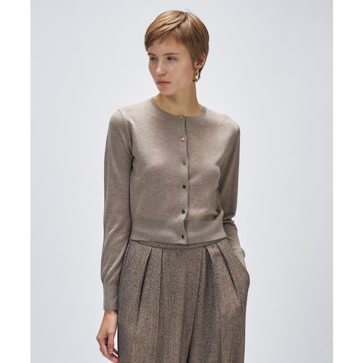 モカブラウン(942) | 【手洗い可】シルクカシミヤ混クルーネックカーディガン | cloenc