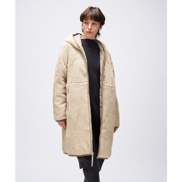 ベージュ(552) | 【TAION】シティ リバーシブル パイピングフード ダウン×ボア コート | cloenc